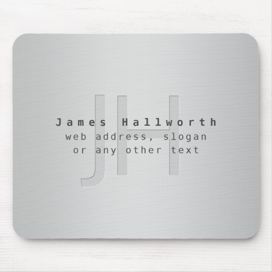 Tapis De Souris Nom et Slogan modifiable moderne | Gradient gris (Devant)