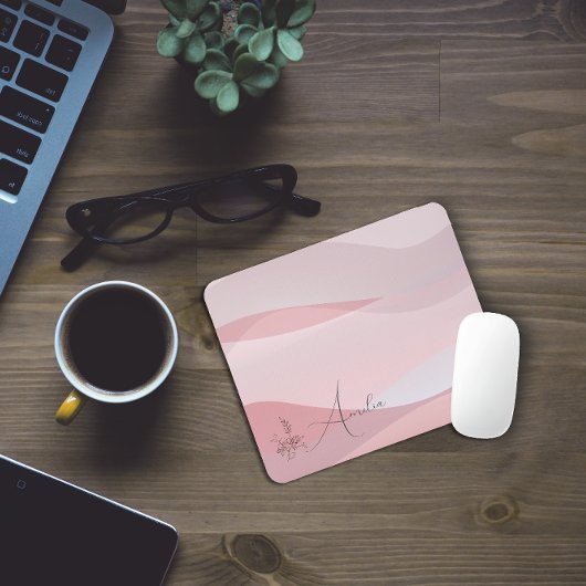 Tapis De Souris Nom floral de couleur rose pastel