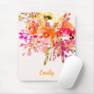 Tapis De Souris Nom floral romantique brillant