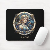Tapis De Souris Nom Gold Blue Celestial Zodiac dim dim Virgo (Avec souris)