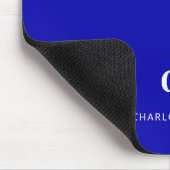 Tapis De Souris Nom initial du monogramme blanc bleu royal (Coin)