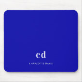Tapis De Souris Nom initial du monogramme blanc bleu royal (Devant)