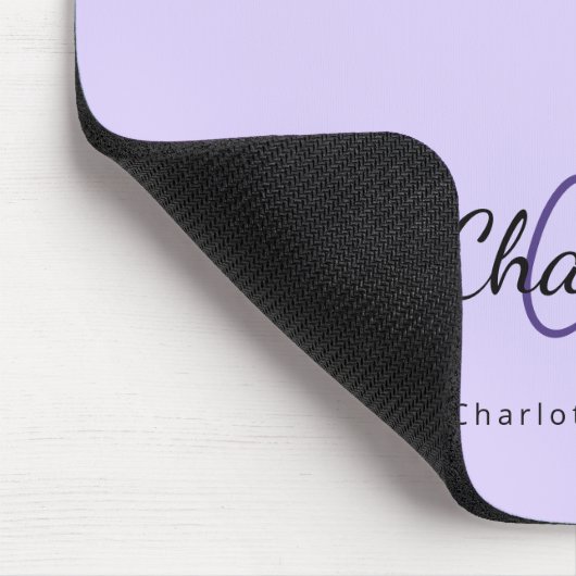 Tapis De Souris Nom initial du monogramme violet lavande (Coin)