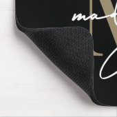 Tapis De Souris Nom initial monogrammé en écriture Or Noir (Coin)