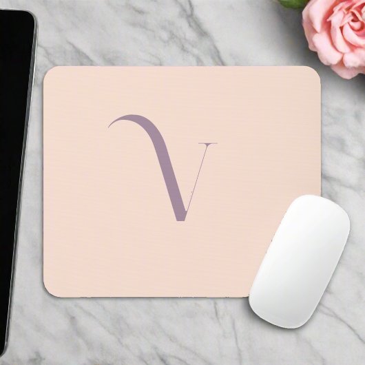 Tapis De Souris Nom initial personnalisé Fille propre Script Blush