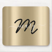 Tapis De Souris Nom minimal Monogram Gold Champagne Black (Devant)