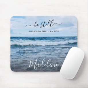 Tapis De Souris Nom Monogramme Citation Chrétienne Photo de Plage