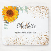 Tapis De Souris Nom monogramme de la parties scintillant d'or flor (Devant)