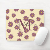 Tapis De Souris Nom monogramme et Motif initial de fleurs mûres (Avec souris)