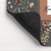 Tapis De Souris Nom Monogramme Floral Boho Moderne (Coin)