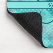 Tapis De Souris Nom monogrammé initial Mermaid bleu violet vert (Coin)