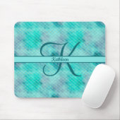 Tapis De Souris Nom monogrammé initial Mermaid bleu violet vert (Avec souris)