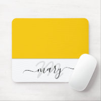 Nom Monogramme Lemon jaune minimal Blanc moderne