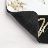 Tapis De Souris Nom Monogramme Marbre Or Élégant Arrière Blanc (Coin)