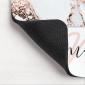 Tapis De Souris Nom Monogramme Marbre Rose rose blanc Abstrait (Coin)