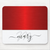 Tapis De Souris Nom Monogramme Minimal Rouge Noir Blanc Moderne (Devant)