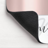 Tapis De Souris Nom Monogramme Rose minimal Bleu blanc moderne (Coin)