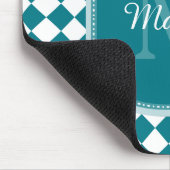Tapis De Souris Nom Monogrammé Turquoise et blanc à la mode (Coin)