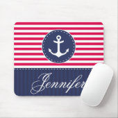 Tapis De Souris Nom personnalisable de conception d'Ancres rouge e (Avec souris)