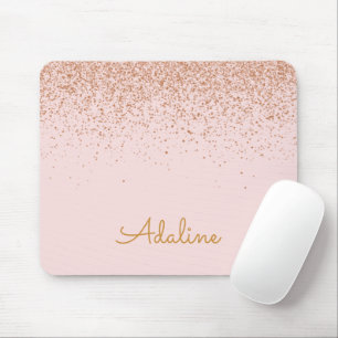 Tapis De Souris Nom personnalisé avec monogramme et paillettes dor