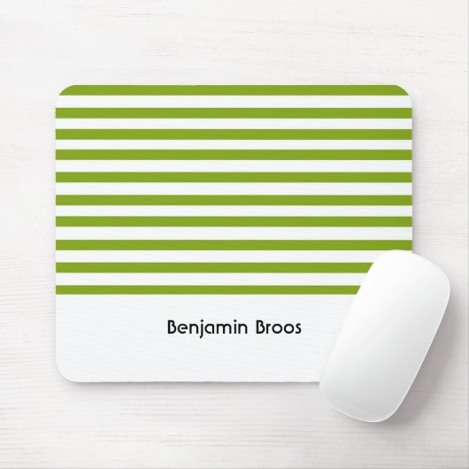 Tapis De Souris Nom personnalisé bandes vert et blanc (Avec souris)