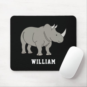 Tapis De Souris Nom Personnalisé Cute Rhino Retour À L'École