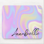 Tapis De Souris Nom personnalisé du script de signature holographi<br><div class="desc">Élégant Script Signature Nom Personnalisé Pad Souris. Nom personnalisé simple classe calligraphie de conception de typographie et holographique abstrait couleur arrière - plan.</div>