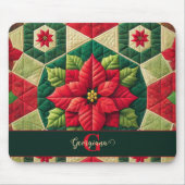 Tapis De Souris Nom personnalisé Festif Floral Patchwork Poinsetti (Devant)