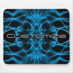 Tapis De Souris Nom personnalisé Fumée Bleue Symétrique Noir