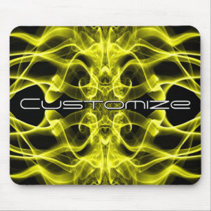 Tapis De Souris Nom personnalisé Fumée jaune Noir symétrique