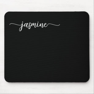 Tapis De Souris Nom personnalisé girly simple noir Monogramme