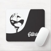 Tapis De Souris Nom personnalisé Hello Black and White Golf (Avec souris)