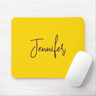 Tapis De Souris Nom personnalisé jaune de texte pourpre