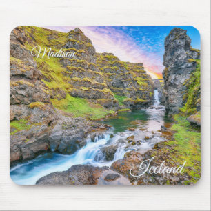 Tapis De Souris Nom personnalisé Kolufossar Cascades, Islande