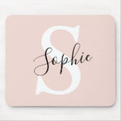 Tapis De Souris Nom personnalisé moderne Monogram Pastel Rose (Devant)