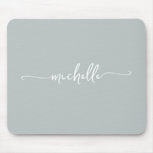 Tapis De Souris Nom personnalisé Monogramme Vert Sauge Simple Fémi (Devant)