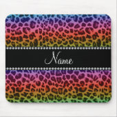Tapis De Souris Nom personnalisé motif léopard arc-en-ciel (Devant)