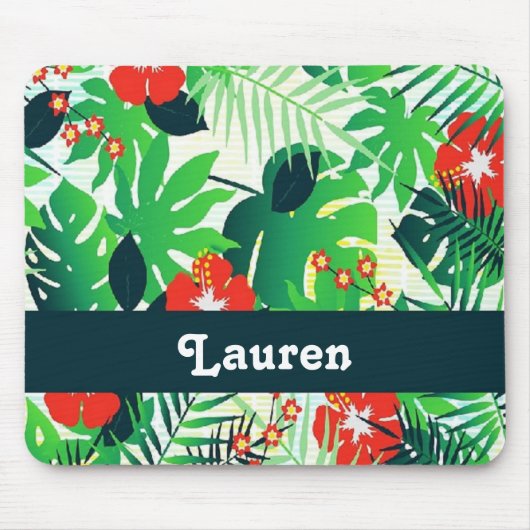 Tapis De Souris Nom personnalisé motif tropical (Devant)