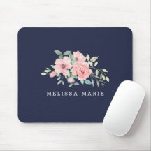 Nom personnalisé Navy Floral Watercolor