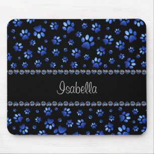 Tapis De Souris Nom personnalisé, pattes de chien de parties scint