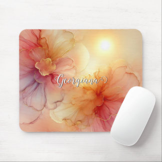 Tapis De Souris Nom personnalisé Pêcher framboise Floral Alcool En