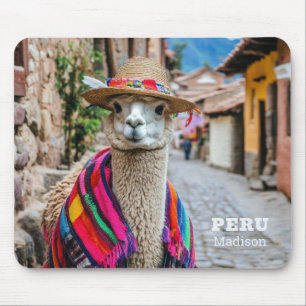 Tapis De Souris Nom personnalisé Pérou Llama