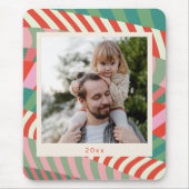 Tapis De Souris Nom personnalisé Rouge Vert rose Noël Photo (Devant)