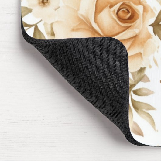 Tapis De Souris Nom personnalisé Rustique moderne Boho Roses Neutr (Coin)