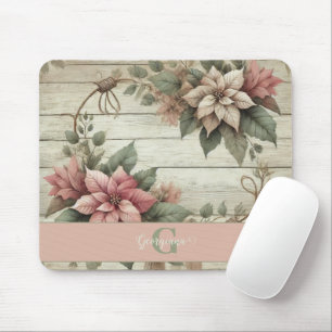Tapis De Souris Nom Personnalisé Shabby Chic Pastel Poinsettias Ga