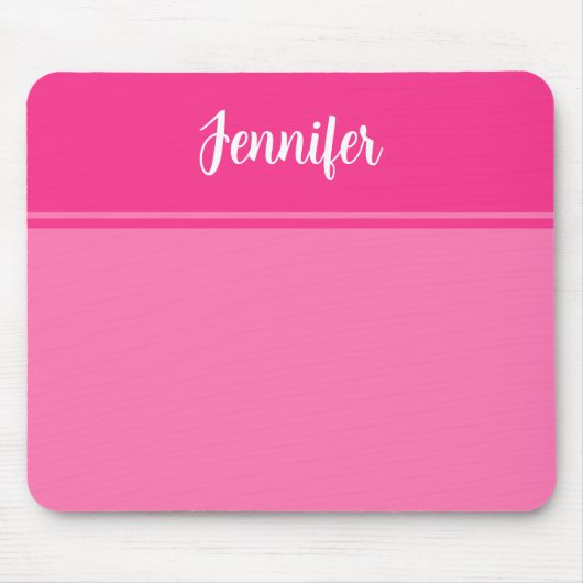 Tapis De Souris Nom personnalisé simple et joli rose chaud rayé (Devant)