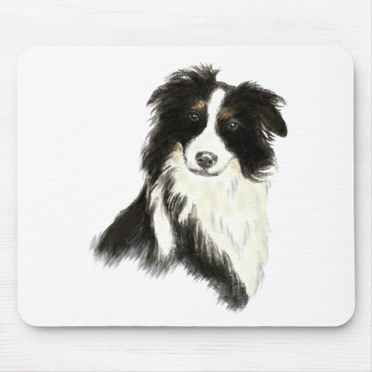 Tapis De Souris Nom personnalisé texte Bordure Collie chien animal (Devant)