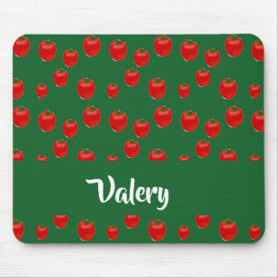 Tapis De Souris Nom personnalisé tomates rouges sur vert