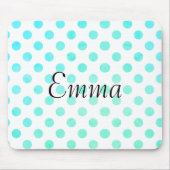 Tapis De Souris Nom personnalisé Typographie Turquoise Polkadot (Devant)