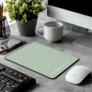 Tapis De Souris Nom personnalisé Vert Sauge Minimaliste Moderne